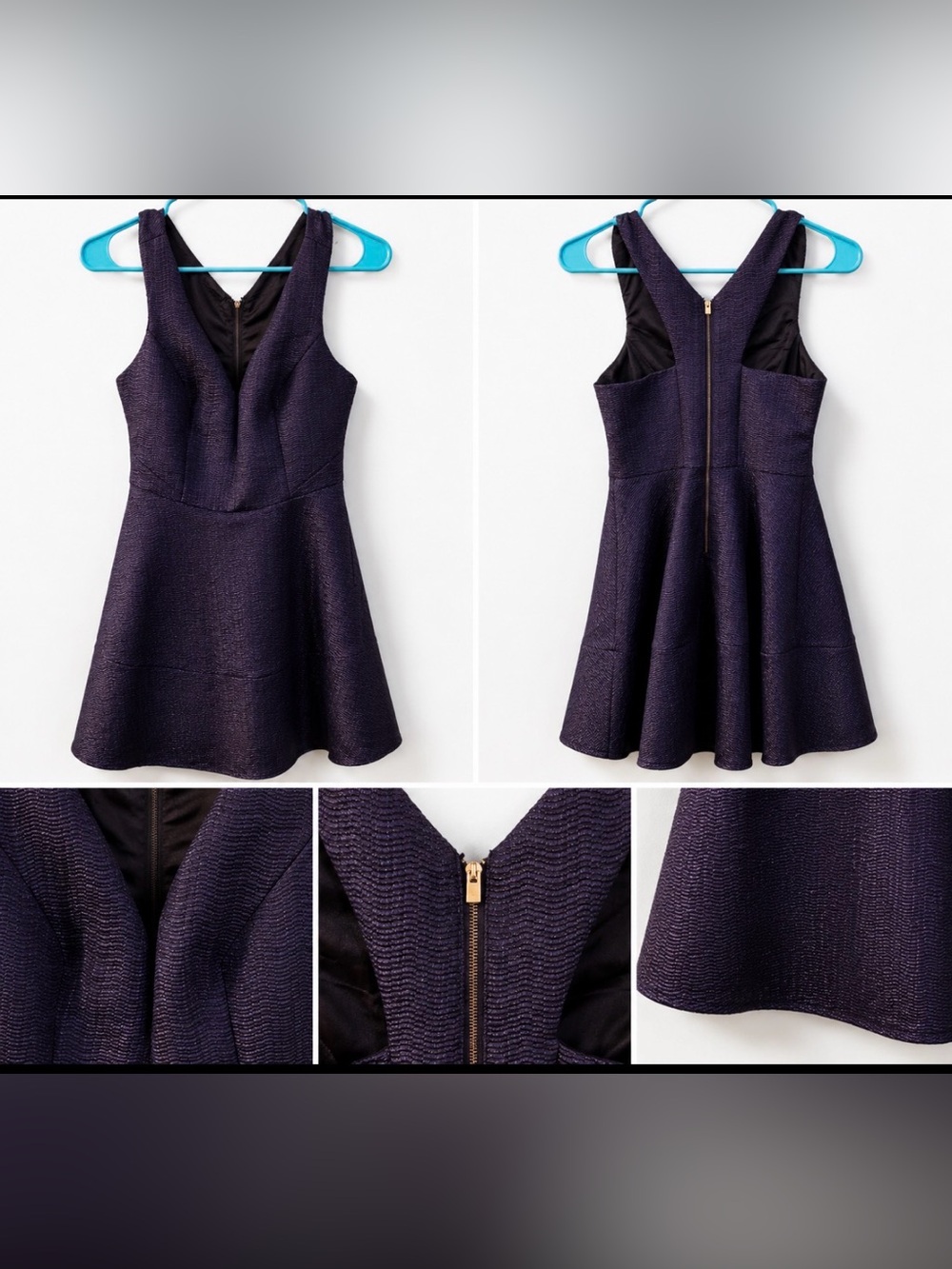 Deep Blue Metallic Fit & Flare Dress